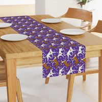 Trotting Ibizan hounds and paw prints - purple