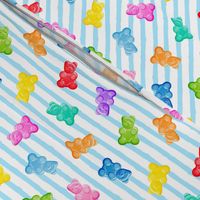 (small scale) Gummy bears - candy - blue stripes - C20BS