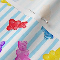 (small scale) Gummy bears - candy - blue stripes - C20BS