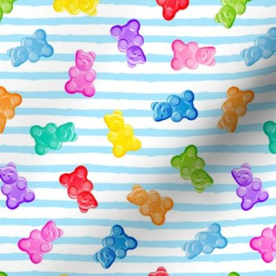 (small scale) Gummy bears - candy - blue stripes - C20BS