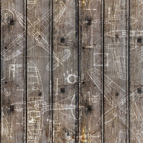 Airplanes on Barn wood Rotated - large scale