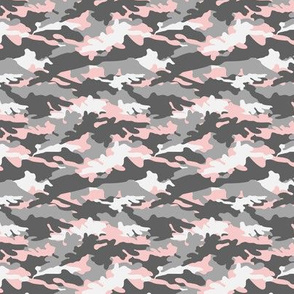 (small scale) pink and grey camouflage - camo - little lady coordinate C20BS