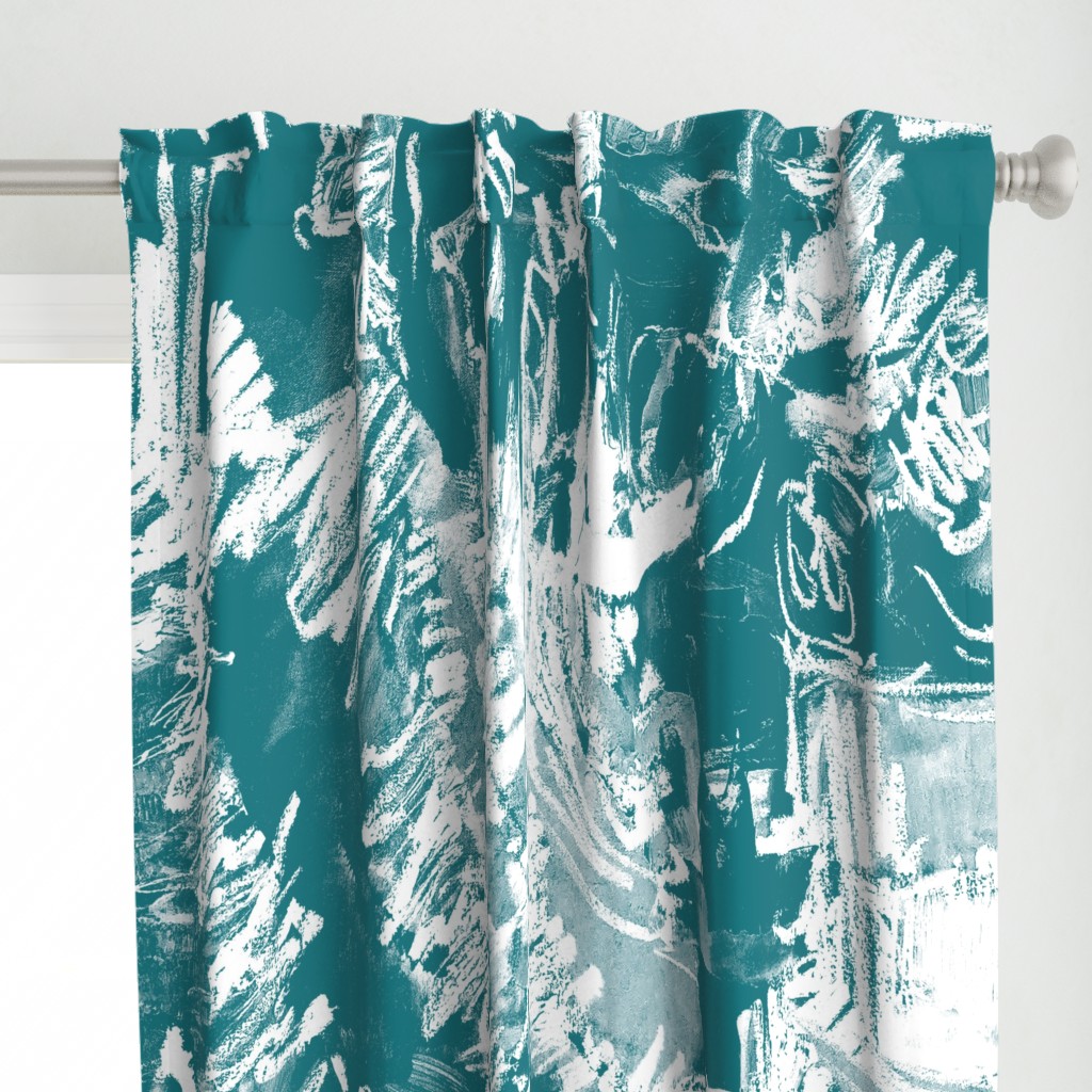 Teal Blue Green Floral Graphic Oversize