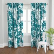 Teal Blue Green Floral Graphic Oversize
