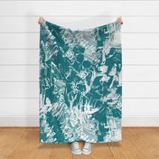 Teal Blue Green Floral Graphic Oversize