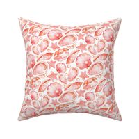 Coral Pink Watercolor Beach Treasures - medium