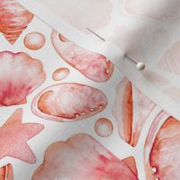 Coral Pink Watercolor Beach Treasures - medium