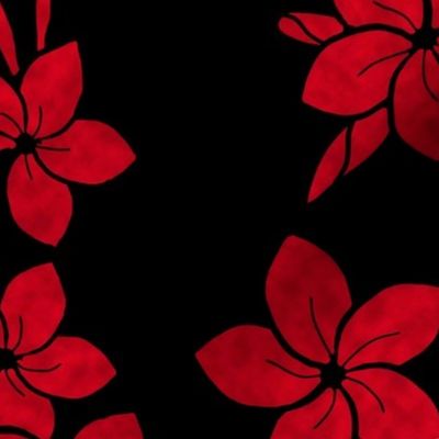 Midnight Plumeria Flower-red on black
