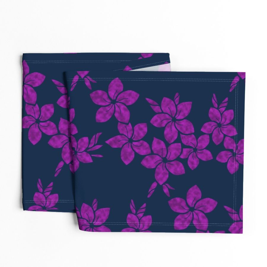 Midnight Plumeria Flower-violet on navy