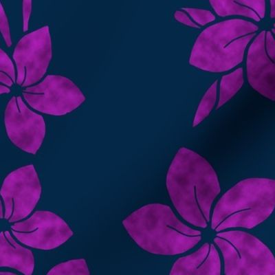 Midnight Plumeria Flower-violet on navy