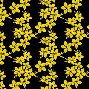 small midnight Plumeria Flower-yellow on black