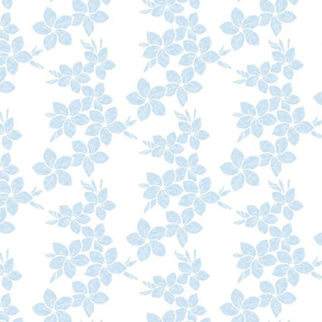 Mini  Neutral Plumeria Floral-blue on white