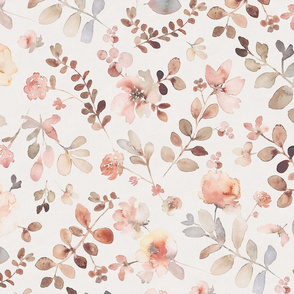 Fall Floral Orange & Beige Wrapping Paper