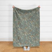 Flowers and seeds (copper teal) large scale