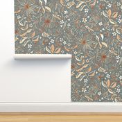 Flowers and seeds (copper gray) large scale