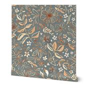 Flowers and seeds (copper gray) large scale