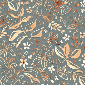 Flowers and seeds (copper gray) large scale