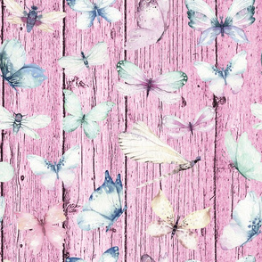 butterfly pink wood