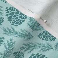 Aqua Blue Evergreen and Pine 