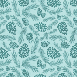 Aqua Blue Evergreen and Pine Large