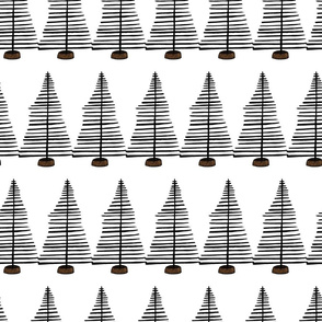 Black and White Bottle Brush Christmas Trees Large