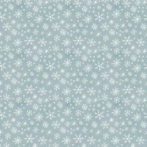 Blue and White Whimsical Snowflakes 