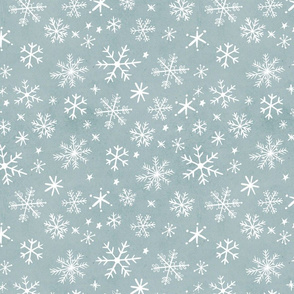 Light Blue and White Snowflakes Large Print