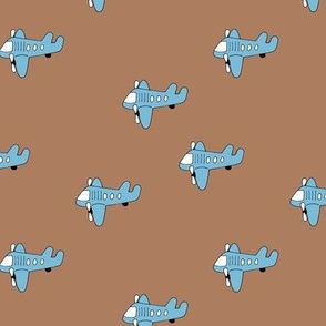 The minimalist plane ride up in the air travel kids pattern vacation moody blue copper brown