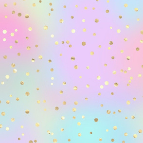 Pastel Colors Blue Pink Purple Small Bright Golden Dots Chic