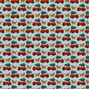 Classic Christmas Car and Cozy Dog Small Print
