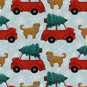 Classic Christmas Car and Cozy Dog Large Print