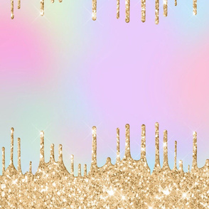 Unicorn Rainbow Glitter Colors Bright Golden Dripping Pastel