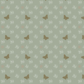 Garden Butterflies - Sage Green