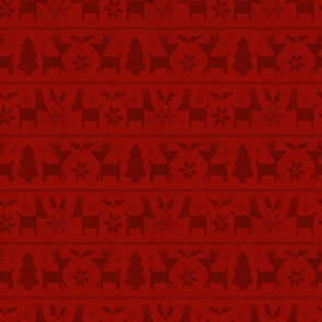 Cozy Christmas Reindeer Sweater Print Red