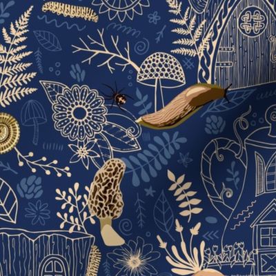 on the forest floor - blue with gold accents-16 in