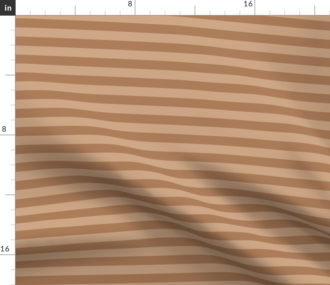 Almond Awning Stripe Pattern Horizontal in Hazelnut Color