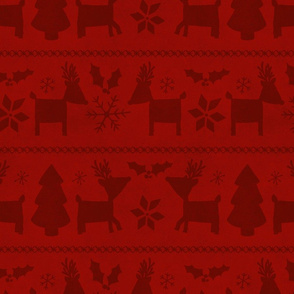 Christmas Red Reindeer Fair Isle Large