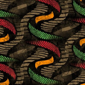 ★ SPRINGING UP ★ Rasta Colors + Brown - Large Scale / Collection African Batik - Wax Inspired Prints