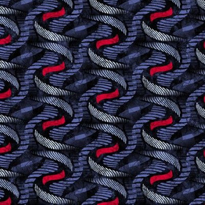 ★ SPRINGING UP ★ Denim Indigo Blue + Red - Small Scale / Collection African Batik - Wax Inspired Prints