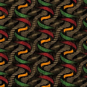 ★ SPRINGING UP ★ Rasta Colors + Brown - Small Scale / Collection African Batik - Wax Inspired Prints