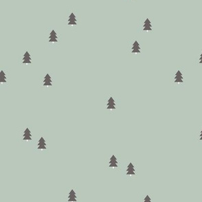 Little messy Christmas trees Scandinavian pine tree forest winter holidays neutral nursery mint sage green gray
