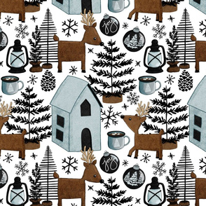 Farmhouse Classic Christmas On White Large Print