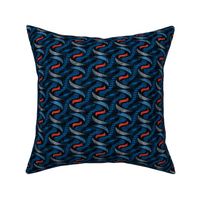 ★ SPRINGING UP ★ Blue + Tomato Red - Small Scale / Collection African Batik - Wax Inspired Prints