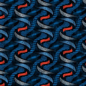 ★ SPRINGING UP ★ Blue + Tomato Red - Small Scale / Collection African Batik - Wax Inspired Prints