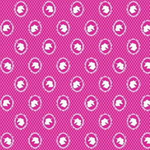 Micro Unicorn Cameo Portrait Pattern in White on Barbie Pink