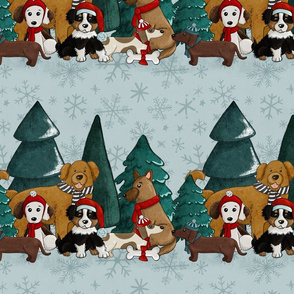 Christmas Puppy Scene Large Print