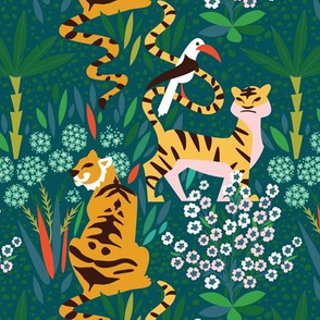 Indian tigers in the wood