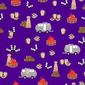 Fire Pit with Labs Purple Background