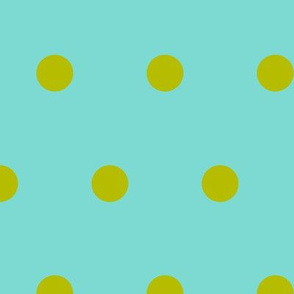 Polka Dot - Lime on Turquoise