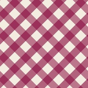 Farmhouse Diagonal Check Plaid in Mulberry